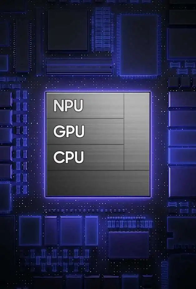 Galaxy S26 Ultra chipábra NPU, GPU és CPU jelöléssel.