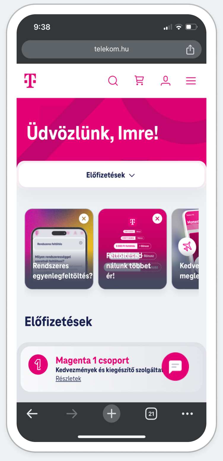 Lépj be böngészőben a Telekom fiókodba!